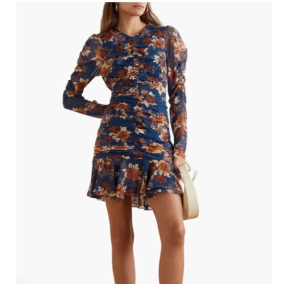 Veronica Beard Hedera Dress Electric Blue Floral Mini size 12 - Picture 3 of 13